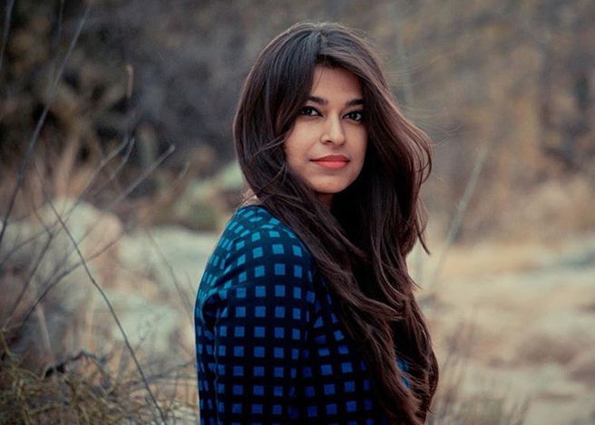 Stunning Indian American model Mehak Narang in a blue sweater