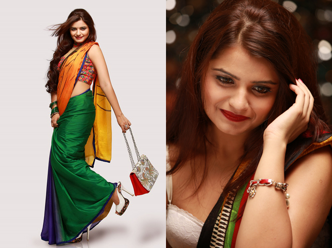 Indian ethnic wear shoot with attractive actress Niharika Kundra