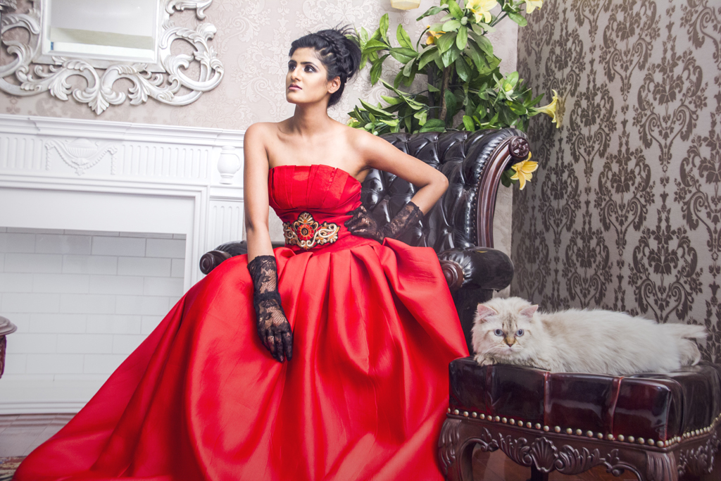 Photograph of Indian fashion model Priyanka Kabra wearing an elegant red dress | India Models