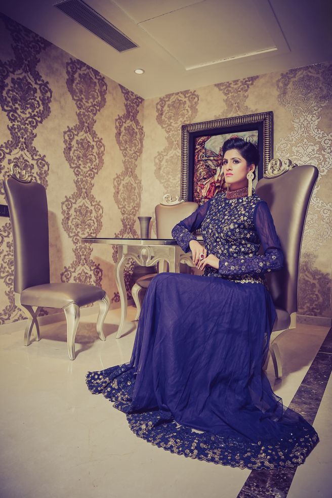 Priyanka Kabra beautiful Indore based Indian model wearing a gorgeous blue ethnic dress