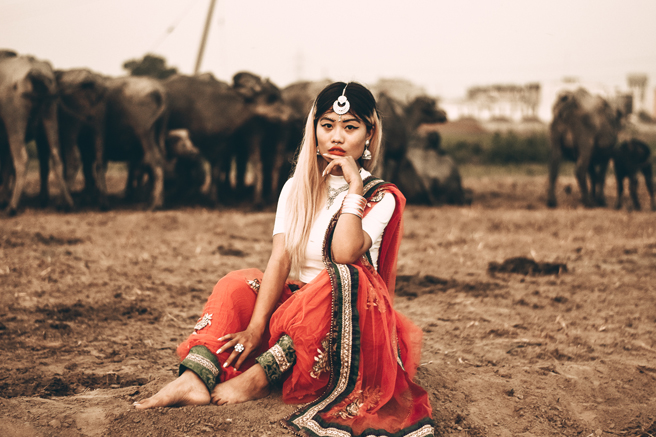 Stunning model and blogger Nievile Ziean photographed in Indian ethnic wear