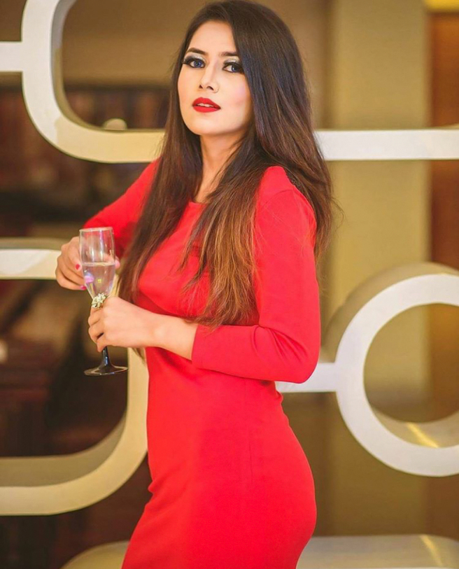 model priya chettri looking stunning in a red evening dress| India Models