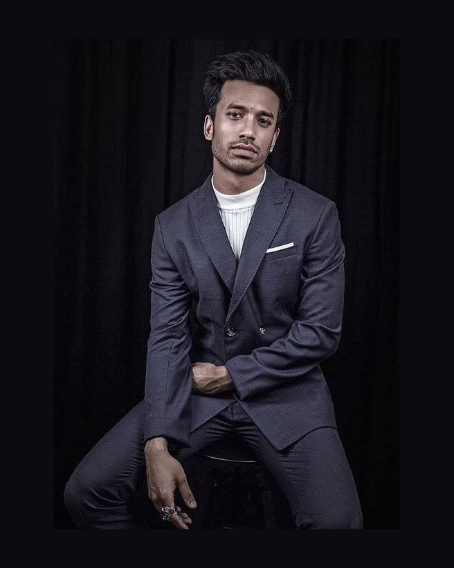 Indian model tapas dep photographed in a formal suit